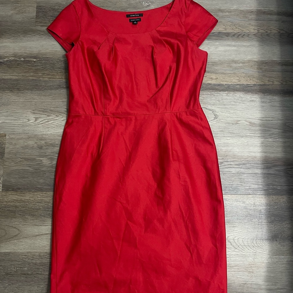 Nine West Vibrant Red Mini Dress 97% Cotton 3% Lycra